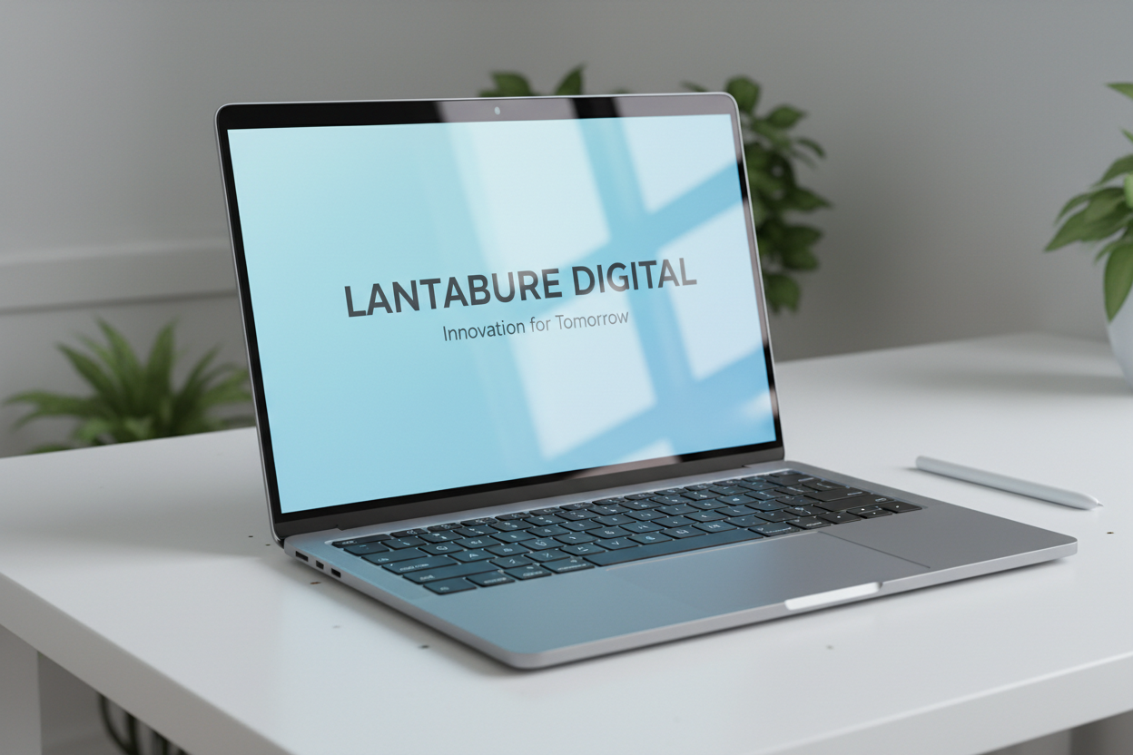 realistic digital product mock up, with text on screen "Lantabure Digital"